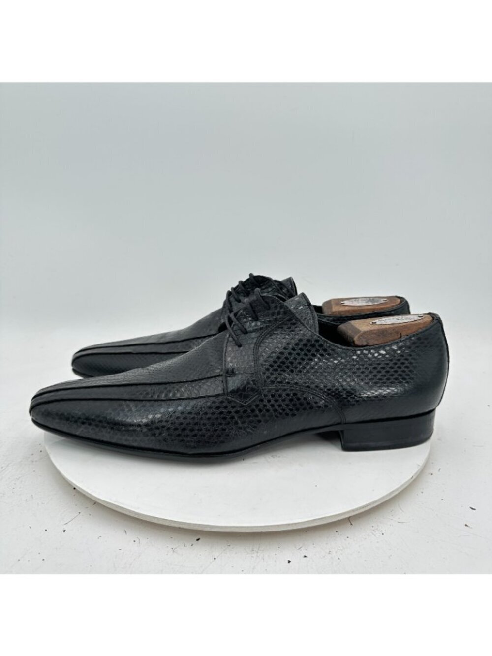 Dolce & Gabbana Men Size EU 44 E US 10 Black Crocodile Skin Derby Dress Shoes - Picture 2 of 11